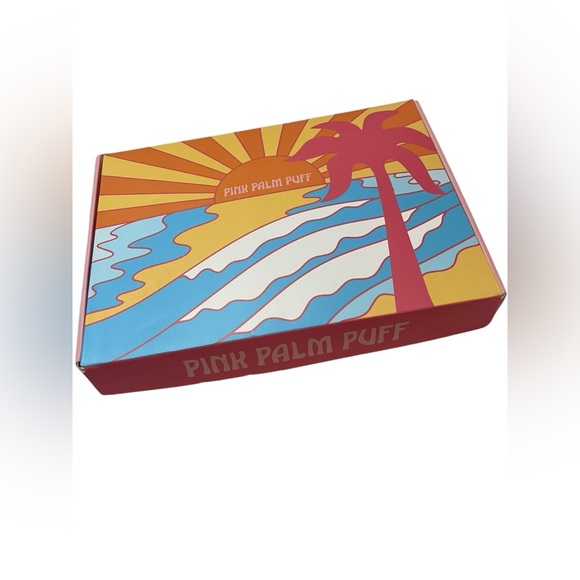 Pink Palm Puff Blue Embroidered Hoodie Everything Comes In Waves Size Large - Picture 10 of 10